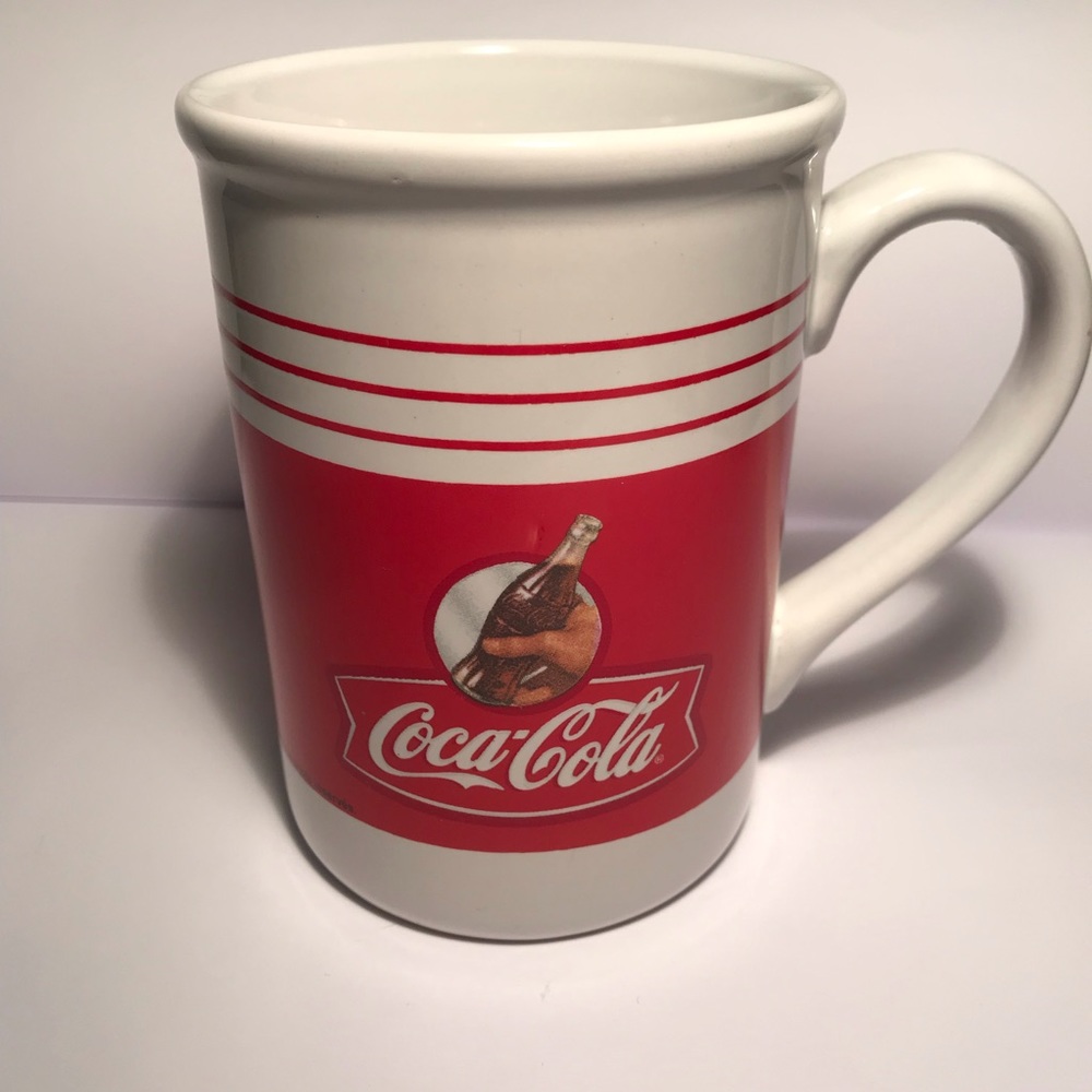 Vintage Original Red Striped COCA-COLA CAFE Coffee Mug Drink Cup Gibson Genuine